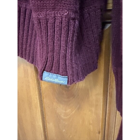 Eddie Bauer Sweater Mens TXL Maroon Quarter Zip Mock Neck Heavy Knit Vtg 90s Y2K - Picture 6 of 16